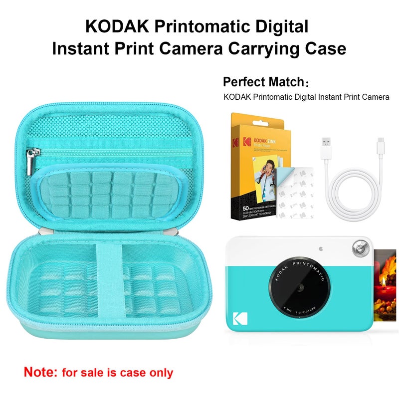 Elonbo Camera Carrying Case for Kodak Printomatic Digital Instant Print Camera  Portable Bluetooth Photo Printer Storage Holder Bag  Mesh Bag Fits Photo Paper MicroSD Card USB Cable  Green+Green - Image 2